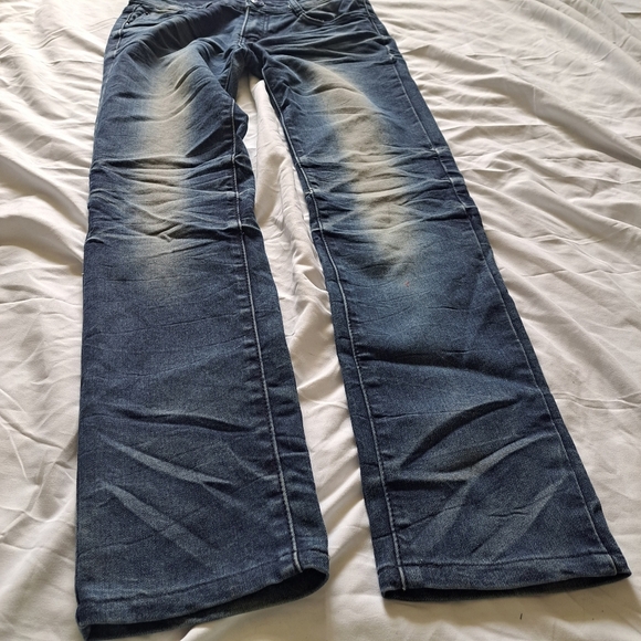 YaZiPai | Dark Blue styled fade with embroidered start women's skinny Jean - Picture 6 of 15